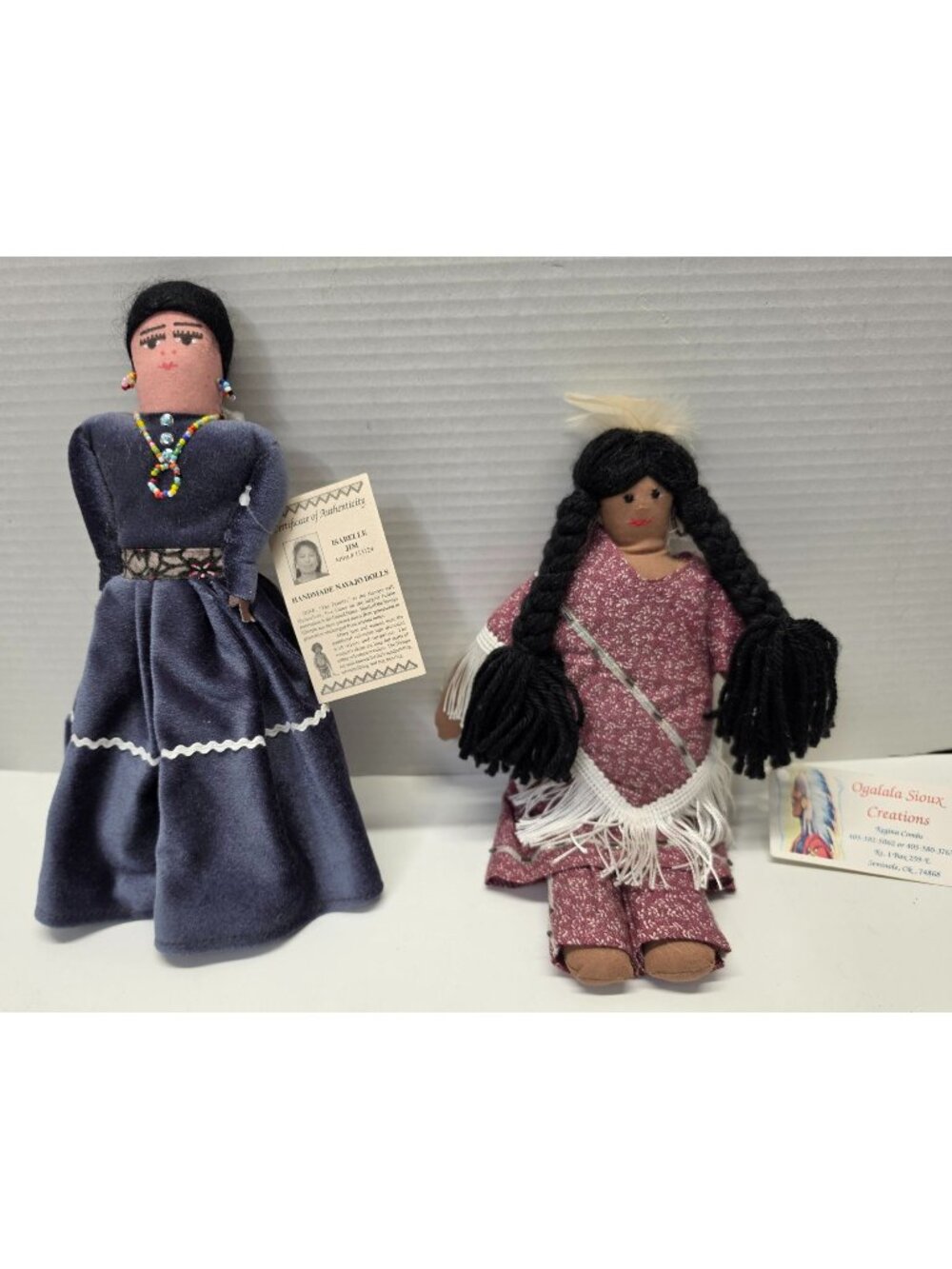 Native American Handmade Doll Lot Navajo Isabelle Jim Ogalala Sioux 11”